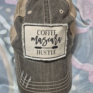 Coffee Mascara Hustle Distressed Gray Cap